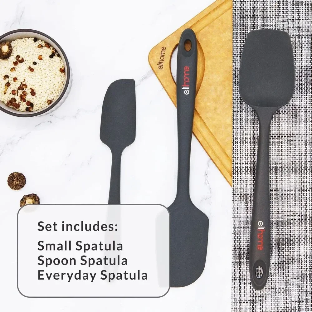 Elihome Chef Series 3 Piece Silicone Spatula Set - 600°F Heat Resistant Non